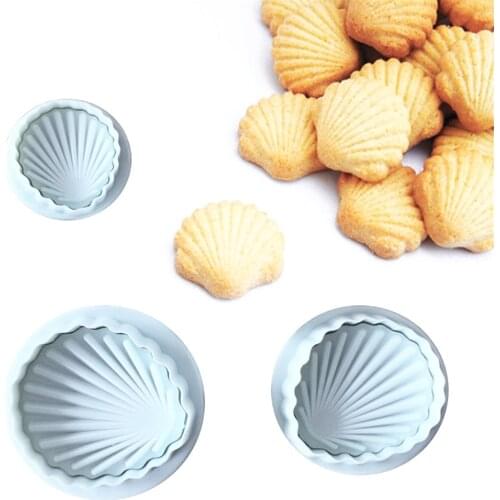 3pcs/set White Big Famous Sea Shell Shape 3d Fondant Cake Mold Tools Bakeware Fondant Mold Cookies Cutter Stamp Cake Tool