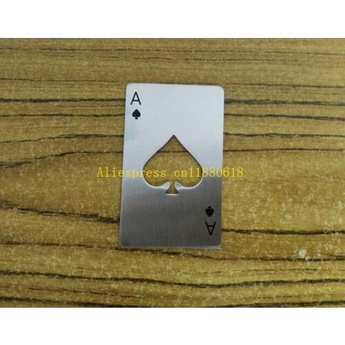 50pcs/lot DHL Fedex Free Shipping Hot Sale A Poker Playing Card Ace of Spades Bar Tool Soda Beer Bottle Cap Opener Favor