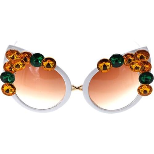 Baroque Classic Cat Eye Rhinestone Sunglass women Brand Designer Summer Luxury Crystal Ladies sunglasses For Summer Women Gift