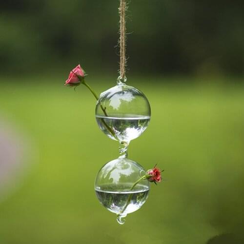Diameter=8cm Wedding Decoration Hanging Glass Terrarium Two Hanging Hock Glass Vase Friend Birthday Gift Wedding Favor Gift Wate