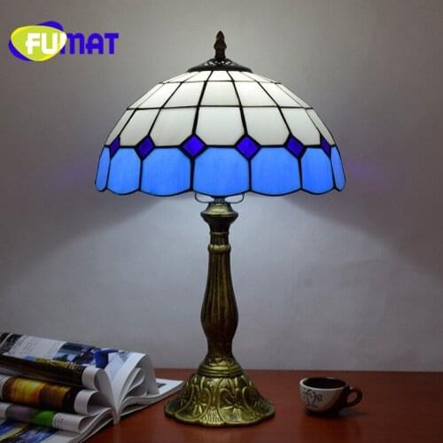 FUMAT European creative Stained Glass Creative Bird Living Room Dining Room Bedroom Bar Decorated Table Lamp Green/Blue