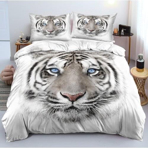 3D White Tiger Bedding Sets Comforter Cases Pillow Covers Set Full King Queen Double Full Twin Size Custom Design Bedclothes