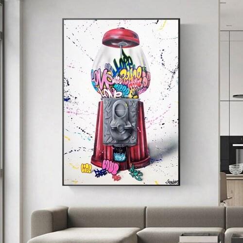 Candy Machine Graffiti Art Posters and Prints on The Wall Canvas Painting Street Wall Art Picture for Living Room Home Decor