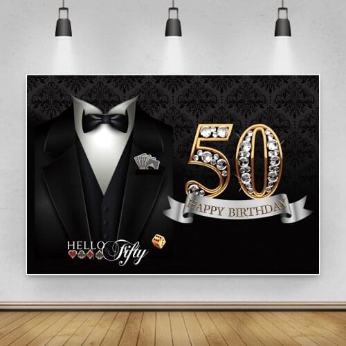 Laeacco Happy Handsome Mens 50th Birthday Party Suit Diamond Cards Customized Poster Photo Background Photo Backdrop Photocall