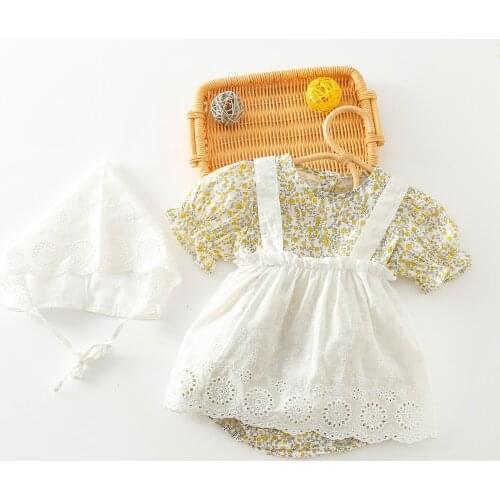 Summer Infant Children clothing Girls Floral Romper Sling Skirt Set kids Baby girl clothes Set