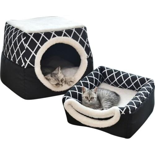 Autumn Winter Dog Bed and Cave House Cats Soft Sofa Bed Pet Accessories Supplies Products Mat Sleeping Bag for Dogs and Cats