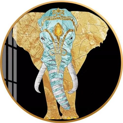 HD Print Modular Gold Elephant Canvas Picture Animal Round Painting Home Decor For Living Room Wall Art Cool Poster No Framework