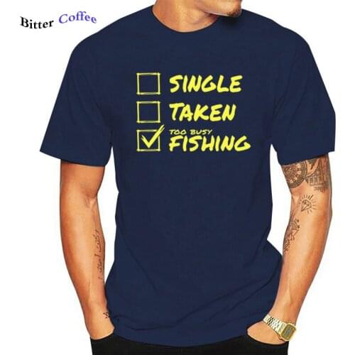Single Taken Fishing Funny Graphic T-Shirt Mens Summer Style Fashion Short Sleeves Oversized Streetwear T Shirts Plus size