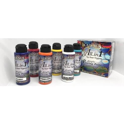 Cadence Acrylic Pouring Paint Kit Set of 6 Paint Set Acrylic Paint Set 6 Colors Fabrics Painting Clothing Pigments Art Supplies