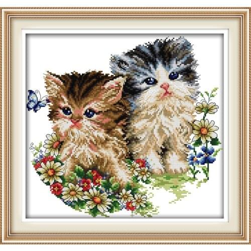 Couple cat Printed Canvas DMC Counted Chinese Cross Stitch Kits printed Cross-stitch set Embroidery Needlework DIY Home Decor