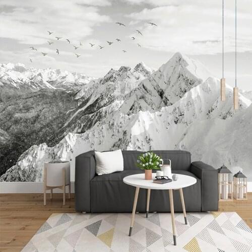 Custom Mural Wallpaper 3D Black And White Nature Mountain Landscape Fresco Living Room TV Study Classic Art Papel De Parede 3 D