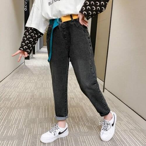 New 2021 Autumn Winter Toddler Girls Jeans High Waist Cotton Loose Denim Pant Kids Trousers Teenagers Big Girls Clothes D204
