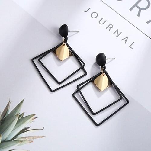 New Vintage Fashion Earrings For Womans Geometric Irregularity Black Exaggerated Alloy Earrings Jewelry