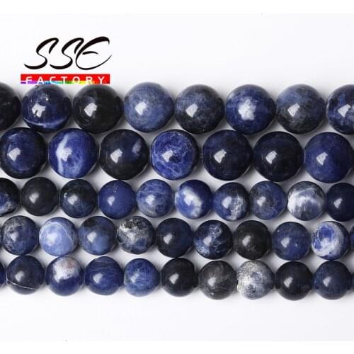 Wholesale Blue Sodalite Stone Beads Jaspers Round Loose Beads 15'' 4 6 8 10 12mm For Jewelry Making DIY Bracelet Accessories O14