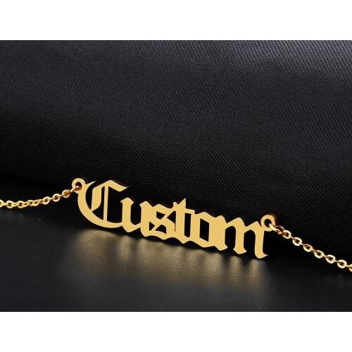 Old English Nameplate Necklace Stainless Steel Personalized Name Necklaces women Pendants Romantic Couple valentines day gift