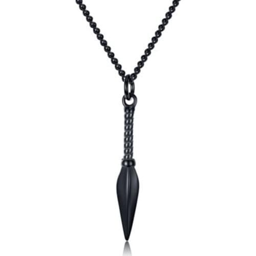 2021 Fashion New Spear Pendant Necklace Men Gold Black Stainless Steel Chain Necklace for Women Trendy Boho Jewelry Gift