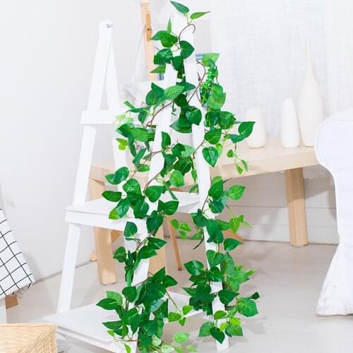 Fake Creeper Green Leaf Ivy Vine Home Party Garden Decor Grape Leaves 2.1m Artificial Plants Decoration Rattan Leaf