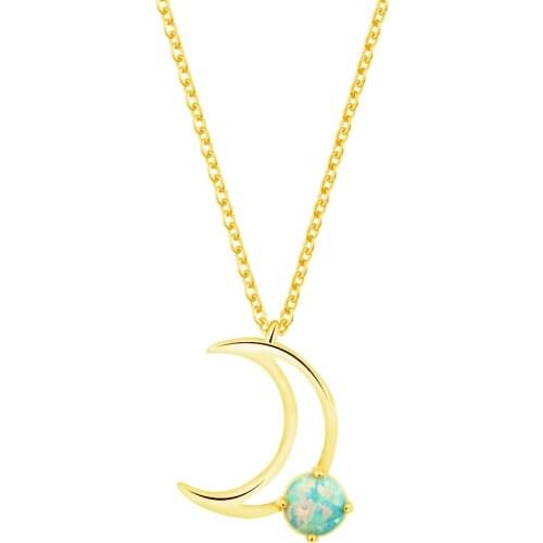 Crescent Moon Necklaces For Women Opal Jewelry Stainless Steel Chain Rose Gold Friendship Necklaces Pendants Bridesmaid Gift bff