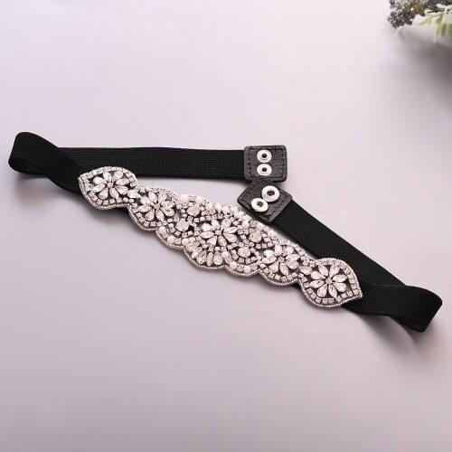 Handmade Wedding Rhinestone Belt Crystal Bridal Belt Cummerbunds Belt New Vintage Waist Belt Fashion Women Elastic Wide Belt