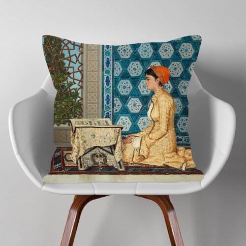 Hand Painting The Middle East Portraits Cushion Cover Home Decorative Pillow Case