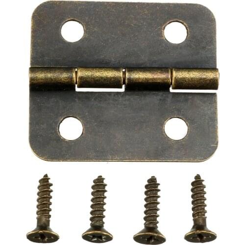 Uxcell 10pcs Antique Bronze Hinges Retro Mini Hinge Replacement w Screws 30x26mm Jewellery Box Decorate Hinge For Furniture