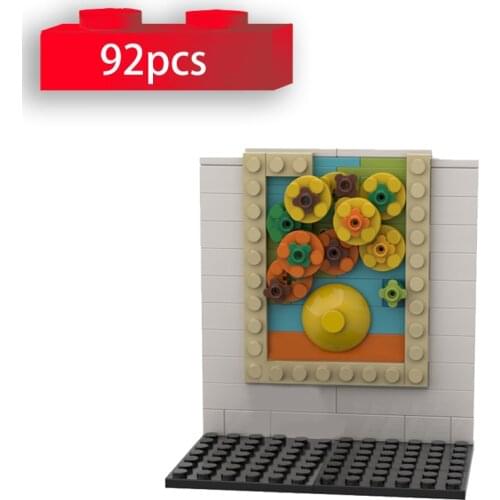 Van Gogh Sunflowers Mini Creative World Famous Painting Building Blocks Pixel Art Bricks MOC Collection Toys for Children Gifts