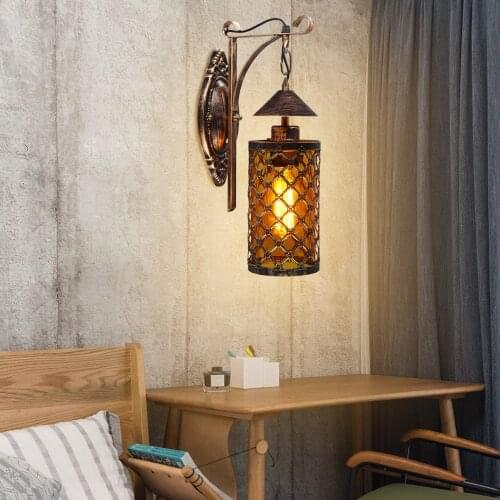 Vintage industrial wall lamp Indoor Bathroom wall pendant lights Bedside Glass Kerosene Lamp Bar Corridor E27 loft wall light
