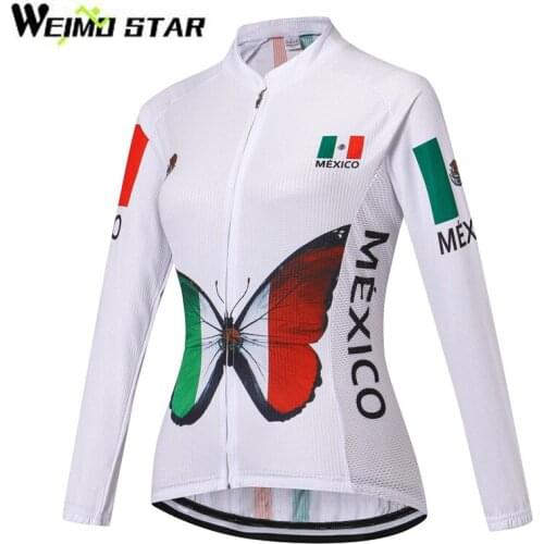 WEIMOSTAR Team Outdoor Breathable Ropa Ciclismo Mexico Womens Cycling Clothing Bike Bicycle Long Sleeve Jersey Tops S-XXXL