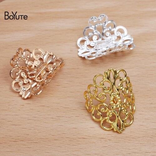 BoYuTe (20 Pieces/Lot) 37*30MM Brass Filigree Hair Clip Clasp Vintage Style Diy Handmade Hair Accessories Parts