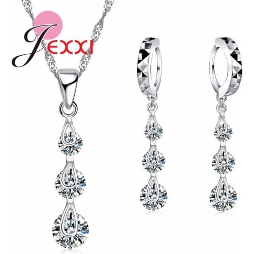 New Design Personality Style Jewelry Sets Women Fashion High Quality Crystal Pendant Necklace Earrings Sets New Arrival