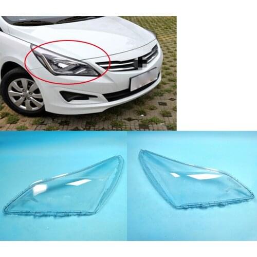 2 pieces Headlight Headlamp Clear Lens Shell Cover Left & Right For HYUNDAI Solaris 2014 2015 2016