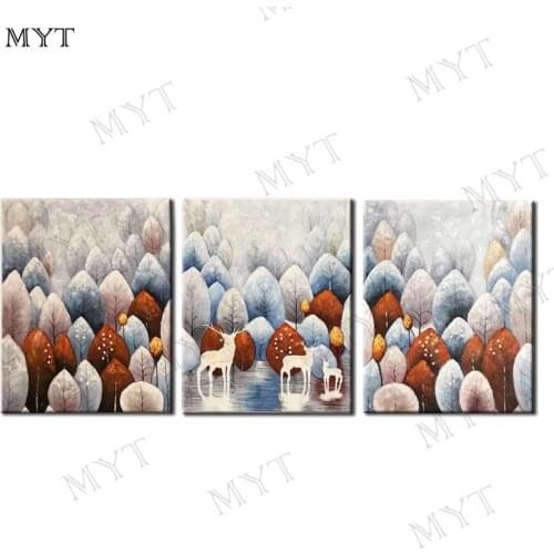 3 PCS As 1 Set Real Picture Hand-painted Landscape Pictures Painting Canvas Wall Picture For Living Room Painting On The Wall