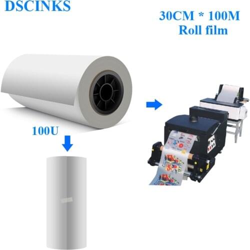 30cm*100M Roll PET film Single Sided DTF Film printing direct transfer film 100U thickness transparent Adhesive Film transfer
