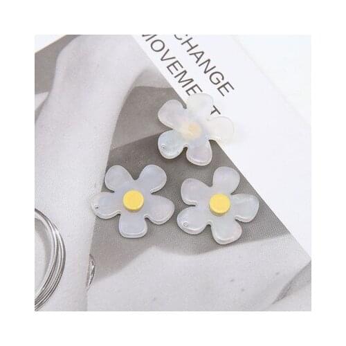6pcs Creative Japanese Style Cute White Magic Transparent Flower Patch Pendant Earrings For Girls Wholesale Jewelry Accessories