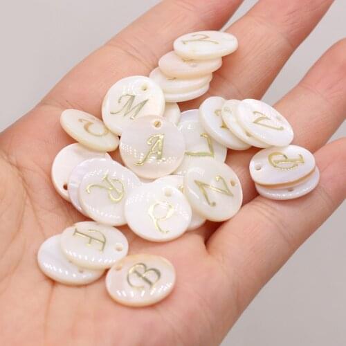 Natural shell beads freshwater shell round holes Letters Gold Plated A-Z for jewelry making DIY necklace bracelet accessories