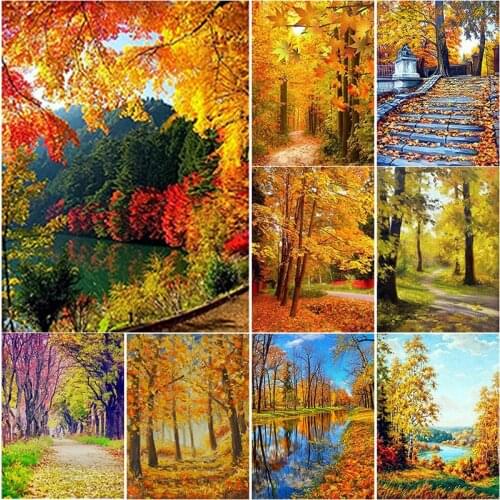 5D DIY Diamond Painting Scenery Cross Stitch Autumn Scenery Diamond Embroidery Crafts Full Square Round Drill Home Decor Gift