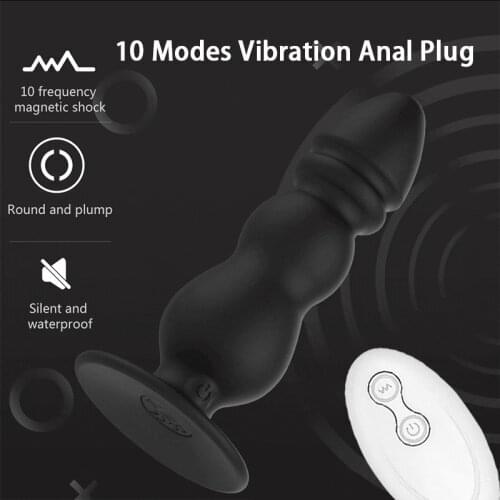 10 Modes Vibrating Prostate Massager Powerful Anal Plug Anal Vibrator Beads Butt Plug Women Adult Sex Toys Male Masturbator Gays