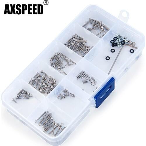 AXSPEED 186pcs Metal Screws Set Box for Axial SCX24 90081 1/24 RC Remote Control Crawler Car Truck Upgrade Parts Accessories