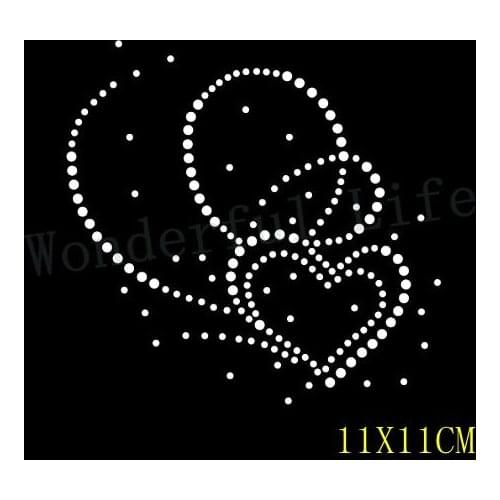Free Shipping Special Sweet heart design heat transfer rhinestone Motif hotfix rhinestone for garment