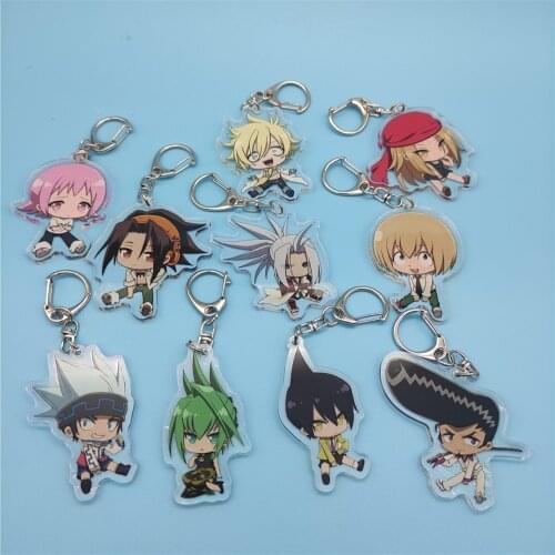 Anime SHAMAN KING YOU ASAKURA AMIDAMARU Cosplay Key Chains Two-sided Keychain Cosplay Acrylic Pendant