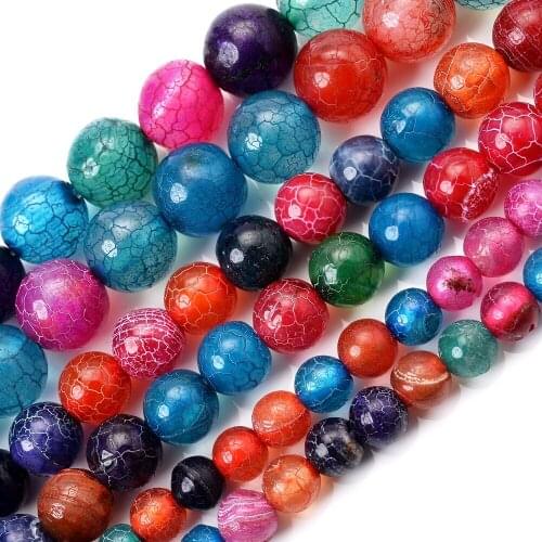 Natural Stone Beads Mixcolor Moire Agates Round Loose Spacer Beads for Jewelry Making DIY Bracelet Accessories 4/6/8/10/12mm