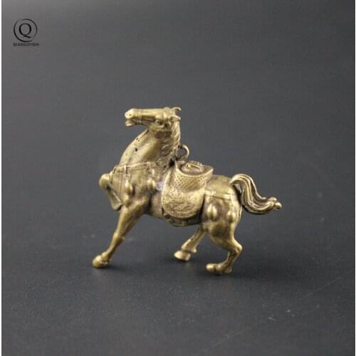 Pure Copper Lucky Ingot Horse Keyring Hanging Jewelry Accessory Metal Brass Animal Key Chain Ring Pendant Men Car Keychain Gifts