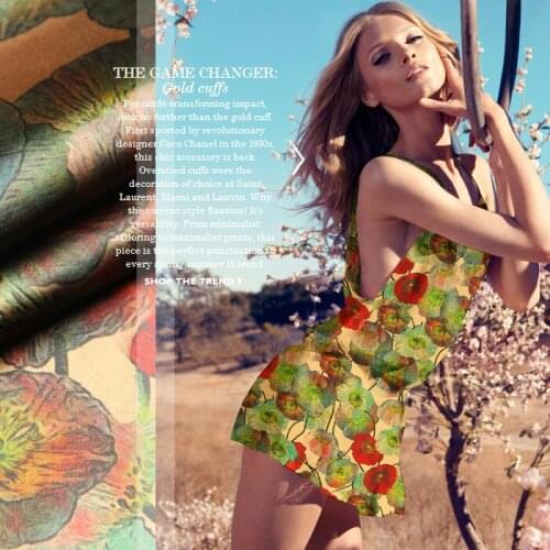 CNUM SP373 Pure Silk/Green Weeds/Silk Fabric Elastic 93% Silk 7% Spandex/Width 1.48yd Thickness 19mm