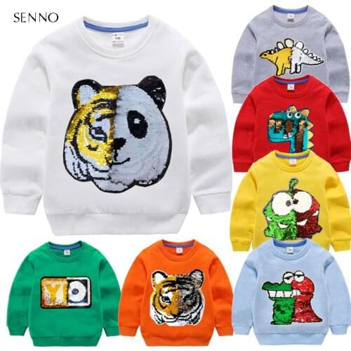 Kids boys hoodies baby sweatshirt with sequin autumn children sweatshirt pullover coat 100% cotton long sleeve boy clothing