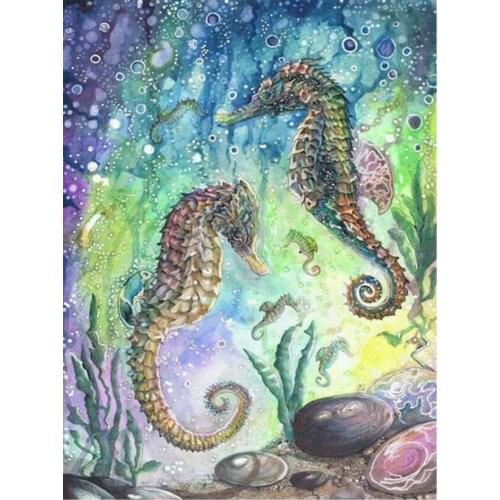 Diy Full Diamond Painting Hippocampus Diamond Dots Mosaic Embroidery Picture Crystal Rhinestone Sticker Decal Wall Art Craft