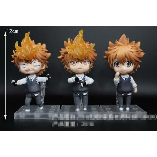 3pcs/Set Hitman Q Version One Punch Man Hibari Kyoya Sawada Reborn Tsunayoshi PVC Action Figure Collection Model Cartoon Toys