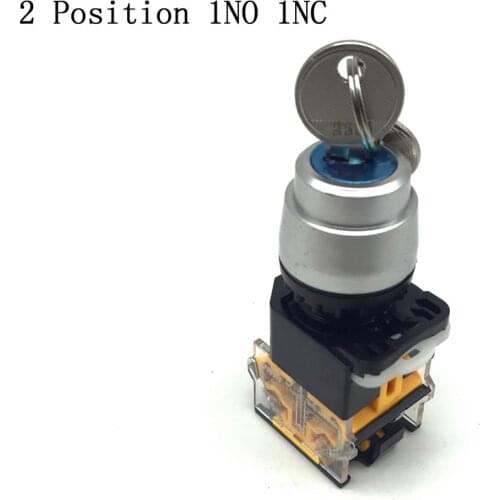 1PCS LA38-11Y2 Key Switch 1 NO 1 NC Electronic Key Lock Switch 22mm 2 Position Rotary Switch with Keys