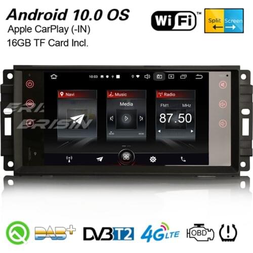 Erisin 2776 3-UI Android 10.0 WiFi CarPlay Car Stereo TPMS DAB+GPS Bluetooth DVR For Jeep Compass Dodge Challenger Chrysler 300C