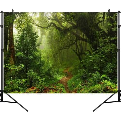 Photography Backdrop Forest Jungle Background for Photo Studio Party Decoration Supplies Dessert Table Banner Green Palm Tree