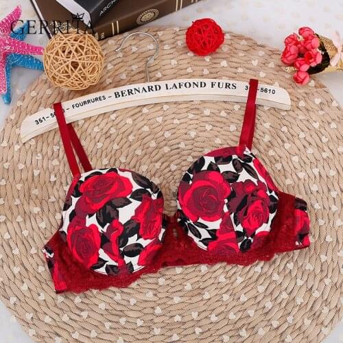 GERRITA Bralet Soutien Gorge 2020 Fashion Breathable Lace Bra Ladies Brassiere Comfortable Padded Printed Sponge Bras For Women